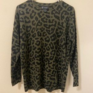 C by Bloomingdales 100% Cashmere Leopard Print Sweater